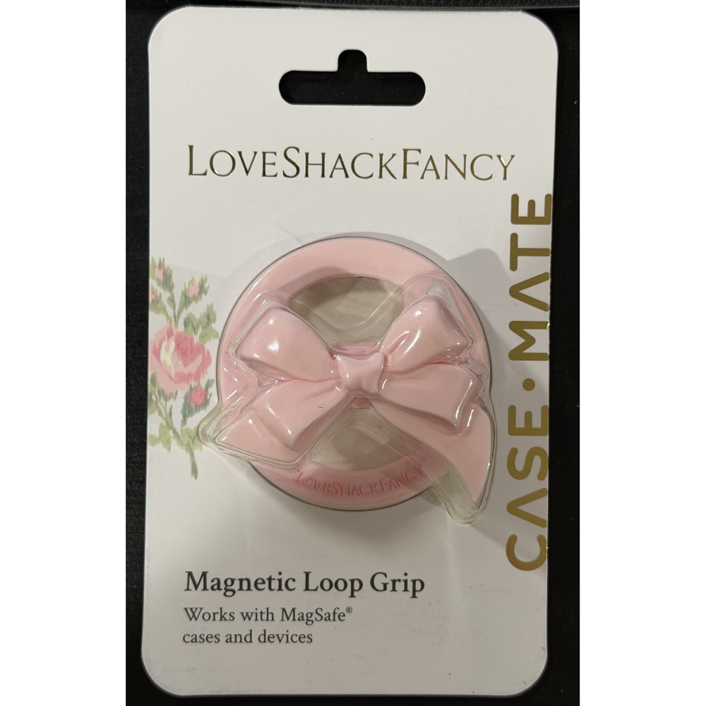 LoveShackFancy Pink Bow Magnetic Loop Grip for MagSafe phone cases Case Mate NEW